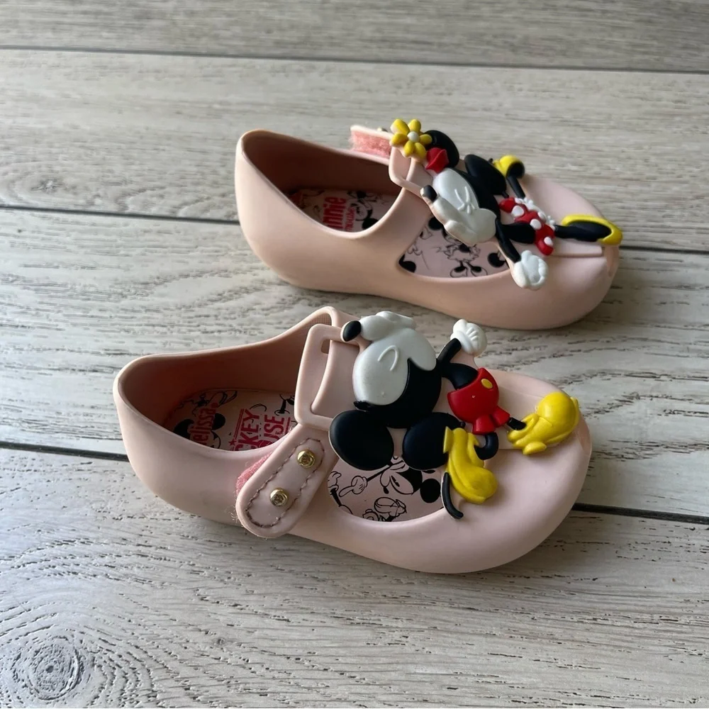 Mini Melissa Pink Kids Dress Shoes with Mickey & Minnie